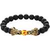 SBI Jewelry Bracciali da uomo con drago in pietra lavica turchese braccialetti elasticizzati buona fortuna drago cinese braccialetto per uomini donne compleanno fidanzati marito, 17 cm, Pietra