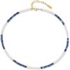 COAI Collana Donna Pietre Naturali con Perline Sfaccettate di Lapislazzuli e Giada Bianca, Collana Estiva da Donna in Lapislazzuli e Agata Bianca, Gioiello Elegante Estivo con Scatolina Regalo