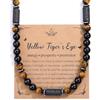 GAUEIOUR Collana da uomo, idea regalo, ossidiana, occhio di tigre, ematite, collana nera da uomo, collane con perline con pietre preziose naturali, gioielli a tripla protezione, accessori alla moda