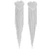 TOEECY Orecchini Pendenti Cuore Cascata Catena Lunga Nappina Metallica Eleganti Gioielli Donna Argento Brillante Accessori Cerimonia