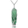 JSDDE Collana con ciondolo in pietra di cristallo naturale, albero della vita, argento avvolto al quarzo con pietre preziose, gioielli per donne regalo, Cristallo Pietra, Avventurina, Quarzo