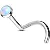 Agrewd Anello da naso in titanio massiccio 18 G, con forma di S, in opale rotondo, in argento Sterling, per piercing al naso, per narice, gioielli da piercing in titanio 5 g, unisex