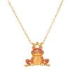 Wendalern Simpatica collana con ciondolo a forma di rana in stile cartone animato, collana vintage con ciondolo a forma di rana, collana con cordino in pelle nera, gioiello per donne, uomini, bambini