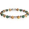 Gerba Bracciale Uomo Elastico Farrel 6mm Paesina, Ematite Chiara, Occhio di Tigre Verde Arg 95 Fatto a Mano in Italia Regalo Uomo Gioielleria