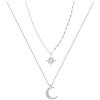 MAIGO Collana a stella - Collana con stella e luna, collane in argento per donne, donne, collane a strati per ragazze adolescenti, set di collane doppie, collane girocollo, regali con ciondolo a forma