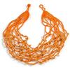 Avalaya Statement - Collana multifilo con perline di vetro arancione brillante e pietre semipreziose, lunghezza 56 cm