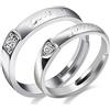 Uloveido Set da 2 anelli da donna regolabili in argento per donna e uomo in argento placcato in oro bianco placcato per regalo marito moglie (LB011-platinum)
