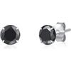 SILBERTALE Orecchini a lobo in argento 925 con zirconia cubica nera da 3 a 8 mm per uomo e donna, Cristallo, Zirconie sintetico