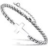 COLORFUL BLING Braccialetti con catena a croce per donne e uomini, argento nero, cristiano, buona fortuna, braccialetti con croce, protezione ispiratrice, regalo per donne, uomini, amici, coppia