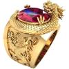 CUSIOALQQ Anello vintage da uomo, con testa di drago vichingo, stile norreno, gotico, punk, biker, hip hop, con pietra preziosa drago, cristallo rosso, regalo per ragazzi, 27,5, Pietra, Cristallo