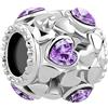 SBI Jewelry Charm a forma di cuore con pietra portafortuna bianco, verde, rosso, viola, blu, compatibile con braccialetti Pandora, per donne, regalo di compleanno, Misura unica, Rame, Nessuna pietra