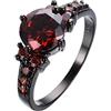 ASFKIPMF Anello a fascia vintage con granato rosso rubino rosso rubino anello in oro rubino 10 carati anello di diamante taglio rotondo aureola pietra rossa anelli onice anello donna matrimonio