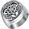 JUDE Anello da motociclista con sigillo in acciaio inox con nodo celtico dei, Acciaio inossidabile