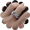 Cybche Anello vintage con pietra di luna pietra natale, nero, regolabile, aperto, ovale, anello con gemma gotico per Halloween, con opale cavo, anelli per nocche e dita, gioielli statement per donne