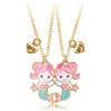 CERSLIMO Collana con ciondolo a forma di cuore, per 2 ragazze, per compleanno di bambini e ragazze, Oro Bianco