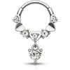 CM Crareesi Mania Piercing per setto nasale a forma di cuore, 16 g, in acciaio inossidabile 316L, con zirconia cubica, per elica Daith, 10 mm, Zirconia cubica, Zirconia cubica