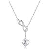 LSxAB Collana girocollo con simbolo dell'infinito a forma di cuore, lettera A-Z, per donne e ragazze, in acciaio inox, gioielli, Acciaio inossidabile, Nessuna pietra preziosa