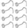 PunkTracker 8Pcs Anelli per il Naso Borchie Acciaio Chirurgico 316L 1.5mm 2mm 2.5mm 3mm CZ Piercing per le Nari Gioielli per il Naso a Forma di L per Donne Uomini 20g/18g