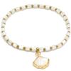 VLNET® | Vestopazzo bracciale elastico con perle e rettangoli in madreperla e acciaio 316L | ciondolo stella, farfalla, conchiglia, pesce e cuore | idea regalo (Rettangoli con conchiglia)