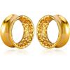 Vankula Dilatatori Lobo Double Flared tunnel dilatatore orecchie Design Martellato in Acciaio inossidabile lobi piercing espansori Gioielli Uomo Donna 12mm(1/2) Oro