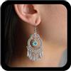 Cybche Orecchini pendenti vintage a forma di lampadario, orecchini etnici in argento con nappa, orecchini a fiore turchese, orecchini tribali per le donne