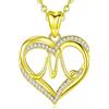 INFUSEU Collana Donna Con Lettere M, Nome 18K Oro Doppio Cuore Lettera Gioielli Ciondolo Alfabeto Cubic Zirconia CZ Romantici Regali per Donne Fidanzate Ragazze
