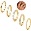 Dochais 5 Pz Anelli Oro per Donna, Set di Anelli da Impilare in 14K Placcato Oro, Anello per Pollice Impermeabili con Dichiarazione di Zirconia Cubica Anello Massiccio Taglia 9-22