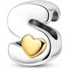 Parmuz charms lettere per bracciali collana fai da te 925 ciondoli in argento sterling A-Z Golden Heart Alfabet perle iniziali regalo di gioielli per donne