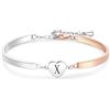 LSxAB Bracciale in oro rosa e argento con cuore A-Z per donne e ragazze, braccialetto personalizzato con nome iniziale regalo di compleanno, Acciaio inossidabile, Nessuna pietra preziosa