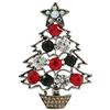 Avalaya Spilla a forma di albero di Natale in vaso di ispirazione vintage, in metallo color argento invecchiato, altezza 55 mm