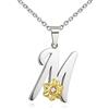 Shining Charm Collana brillante con ciondolo a forma di girasole, in acciaio inox, con 26 lettere dalla A alla Z, idea regalo per donne e ragazze, 45.7 - 50.8 cm e Acciaio inossidabile, cod. DSNIL300-2M