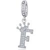 YOUFENG Jewellery Ciondolo in argento con lettera dell'alfabeto e corona, adatto per braccialetti Pandora, idea regalo per donne, Zirconia cubica