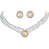TOFBS Collana Perle Doppio Filo Orecchini Pendenti Goccia Cristalli Brillanti Accessori Eleganti Cerimonia Matrimonio Sposa
