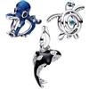 MSPOVOF Animali marini, set da 3, serie B Charms, perline in argento sterling S925, per bracciali e collane, gioielli da donna, idea regalo