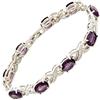 Rizilia Bracciale Tennis XOXO da Donna - Zirconi Cubici CZ con Taglio Ovale [Ametista Viola Simulato] Placcato Oro Bianco, 18cm (7)