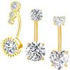 Gojewen Lungo piercing ombelico acciaio chirurgico 12mm piercing ombelico 14G Oro Cuore di cristallo Gioielli per piercing ombelico