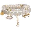 GAUEIOUR Cinnamoroll - Bracciale elastico per ragazze e donne, con perline di cristallo, grazioso, beige, con perline di cristallo con personaggi dei cartoni animati, per ragazze e donne, piccoli,