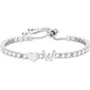 Halora Braccialetto Tennis in Argento Sterling per Donna, Braccialetti Regolabili con Iniziale Cuore A-Z Ipoallergenici Gioielli Regalo per San Valentino Compleanno per Ragazze Amiche Figlia Sorelle