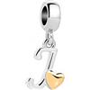 SBI Jewelry Charm da donna a forma di cuore, compatibile con braccialetti Pandora, con iniziale dell'alfabeto, gioiello da donna, Misura unica, Rame, Nessuna pietra preziosa