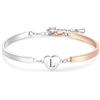 LSxAB Bracciale in oro rosa e argento con cuore A-Z per donne e ragazze, braccialetto personalizzato con nome iniziale regalo di compleanno, Acciaio inossidabile, Nessuna pietra preziosa