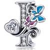 MUERDOU Charm in argento con lettera iniziale a forma di farfalla, per braccialetti Pandora, ciondoli fai da te, regali per donne, Smalto, Zirconie sintetico