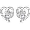 ITESSY Orecchini a perno in argento Sterling con stampa a forma di zampa di gatto, ipoallergenici, con zirconi cubici, gioielli per compleanno e Natale, orecchini scintillanti per donne e ragazze, Oro bianco