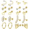 Kakonia 10 paia di cartilagine orecchino a cerchio per donna uomo cuore stella 18G 16G acciaio inossidabile chirurgico conchiglia Trgus Helix piercing gioielli Oro