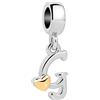 SBI Jewelry Charm da donna a forma di cuore, compatibile con braccialetti Pandora, con iniziale dell'alfabeto, gioiello da donna, Misura unica, Rame, Nessuna pietra preziosa