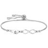 COEROW Braccialetto con ciondolo a forma di cuore con lettere dell'alfabeto, colore argento, regalo per ragazze, compleanno, Natale, anniversario, laurea, infinito, braccialetti con cristalli lucidi, regalo
