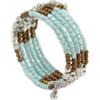 Avalaya Braccialetto flessibile a spirale con perline in vetro e acrilico multifilo (argento, azzurro, bronzo), regolabile