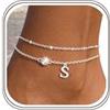 Aidenn Cavigliera in argento Sterling 925 con lettera dell'alfabeto, a strati, con ciondolo a forma di iniziale in zirconia cubica, regolabile, idea regalo per donne e ragazze, Rame