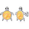 PARYFO Orecchini a forma di tartaruga, per ragazze, in argento Sterling 925, con opale ambra