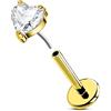 OUFER Body Piercing 18G Orecchino a elica 6/8mm Orecchino Orecchino a Labbro 316L Acciaio Inossidabile Orecchino a elica Cuore Senza Filo Flat Back Orecchino a elica Labret Bar per Donne