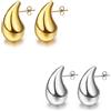 Funte® Orecchini a cerchio in oro massiccio placcati in oro 18 carati, orecchini a goccia da donna, ipoallergenici, in argento Sterling, leggeri, con perno in argento Sterling per donne e ragazze,